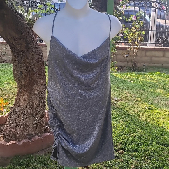 Shein sxy plus size 2xl silver glitter homecoming ruched side slip dress - Picture 3 of 14